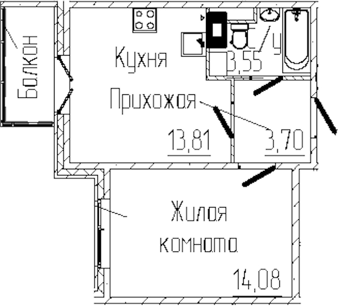 1-комнатная квартира 36.11 м², 5/6 эт., ЖК «SERTOLOVO PARK»